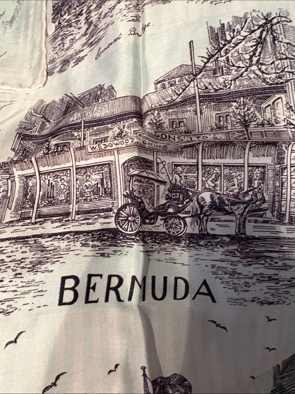 Bermuda silk scarf - Cream and Black